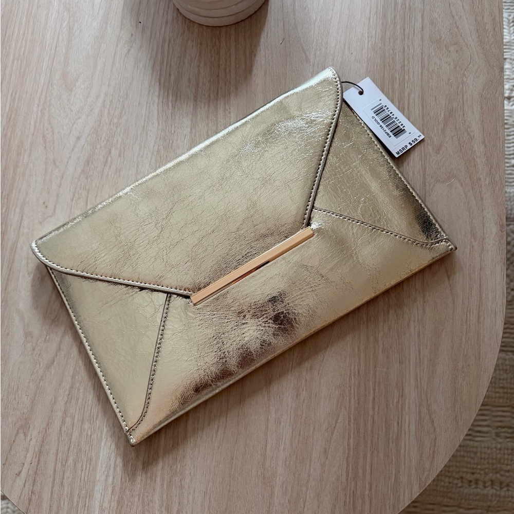 Metallic Gold Envelope Clutch - Elegant Evening Bag